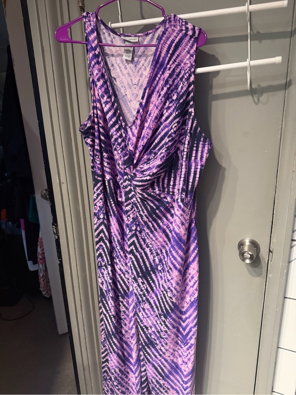 Catherines Purple and Black Twist-Front Maxi Dress